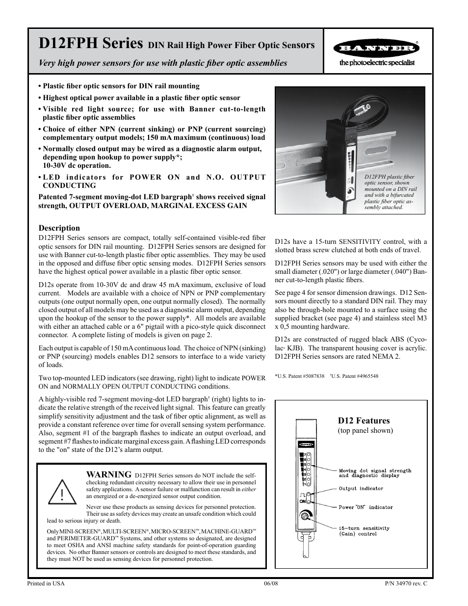 Banner D12 Series User Manual | 4 pages