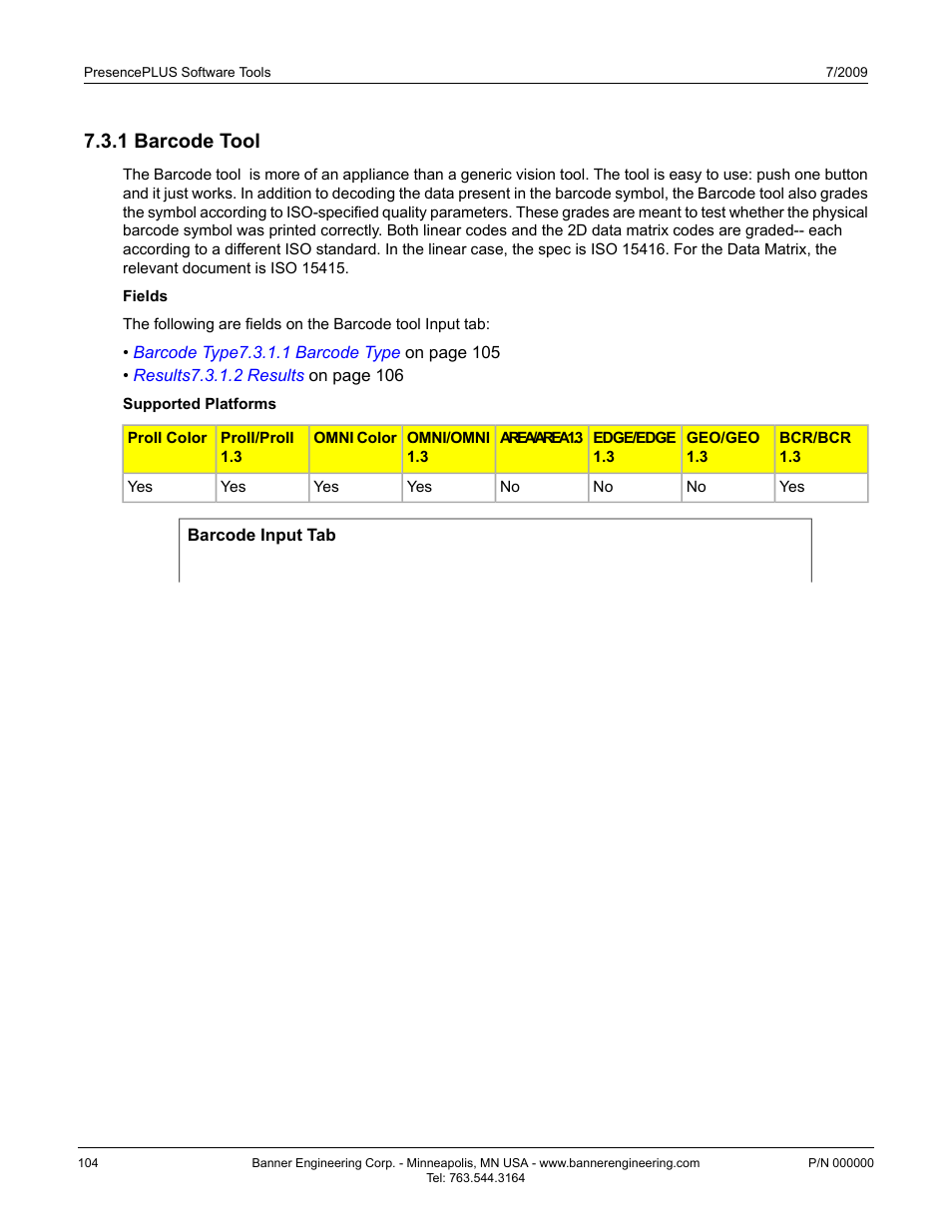 1 barcode tool | Banner PresencePLUS BCR 1.3 Series User Manual | Page 104 / 306
