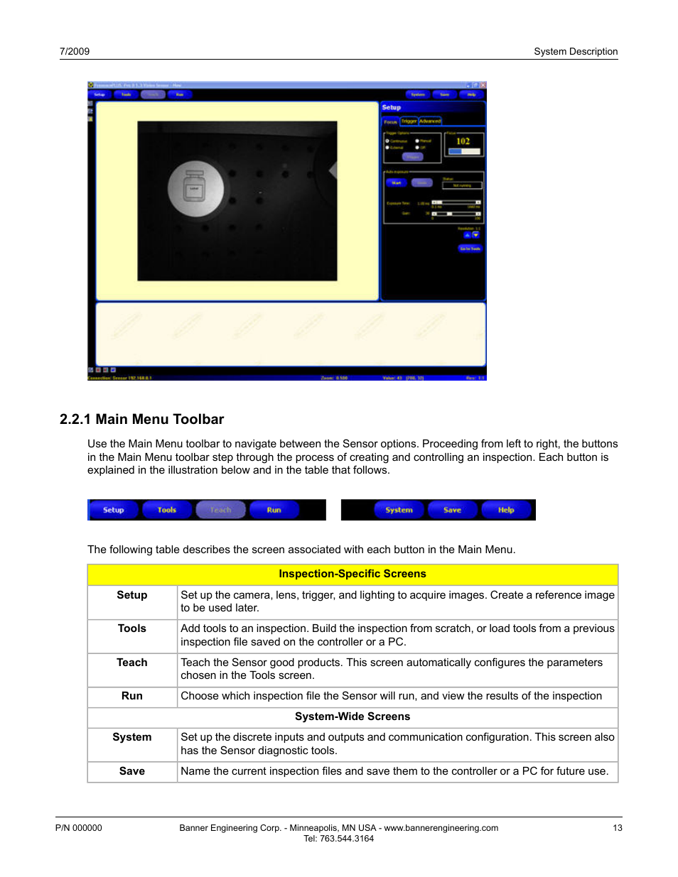 1 main menu toolbar | Banner PresencePLUS BCR 1.3 Series User Manual | Page 13 / 306