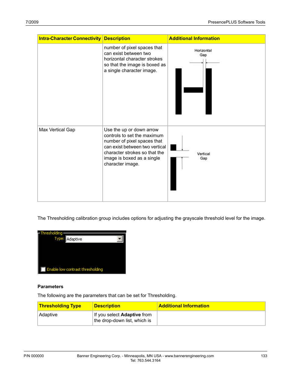 Thresholding calibration | Banner PresencePLUS BCR 1.3 Series User Manual | Page 133 / 306