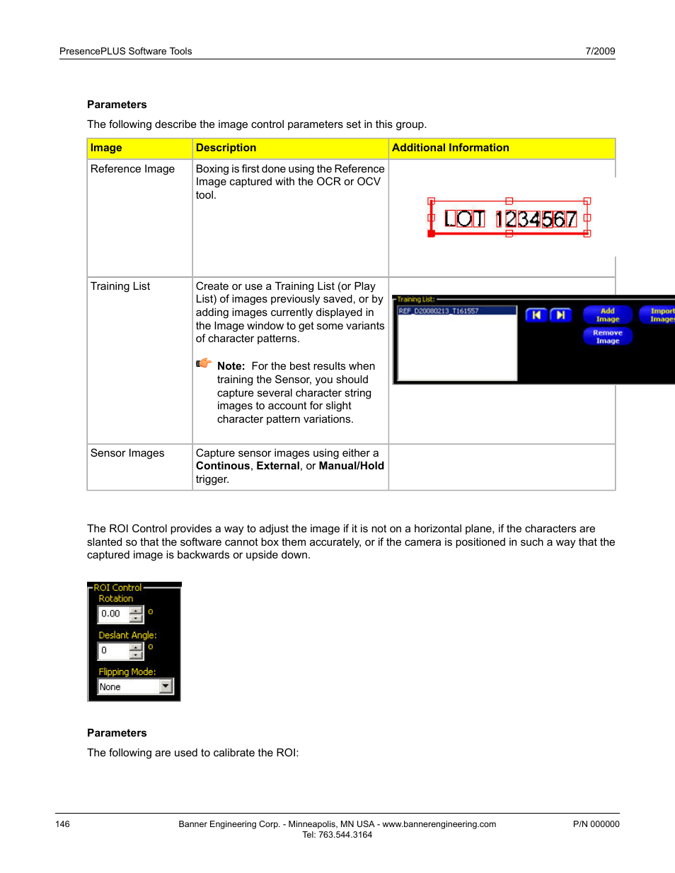 Roi control calibration | Banner PresencePLUS BCR 1.3 Series User Manual | Page 146 / 306
