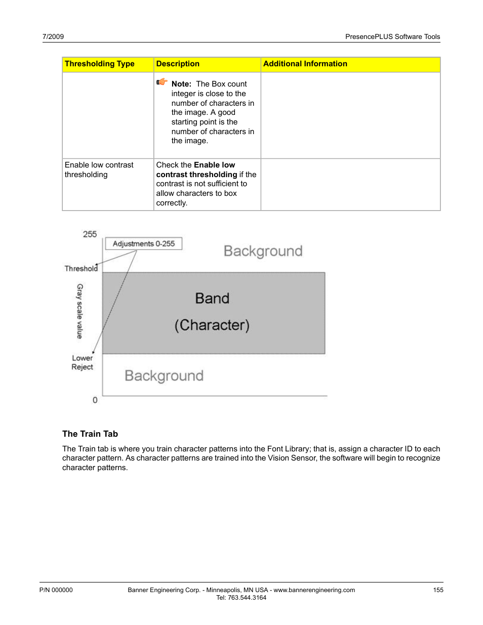 The train tab | Banner PresencePLUS BCR 1.3 Series User Manual | Page 155 / 306