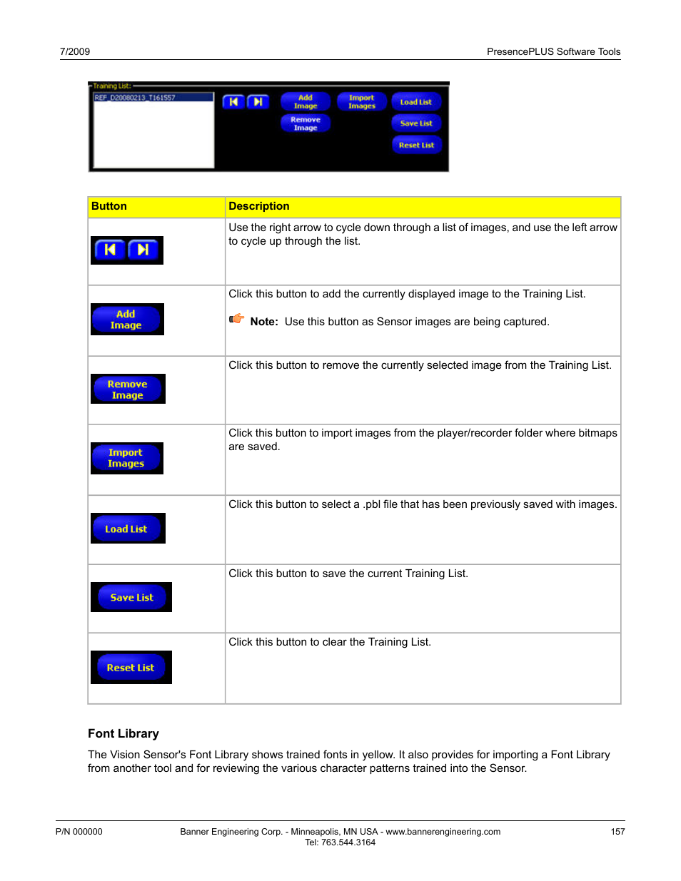Font library | Banner PresencePLUS BCR 1.3 Series User Manual | Page 157 / 306