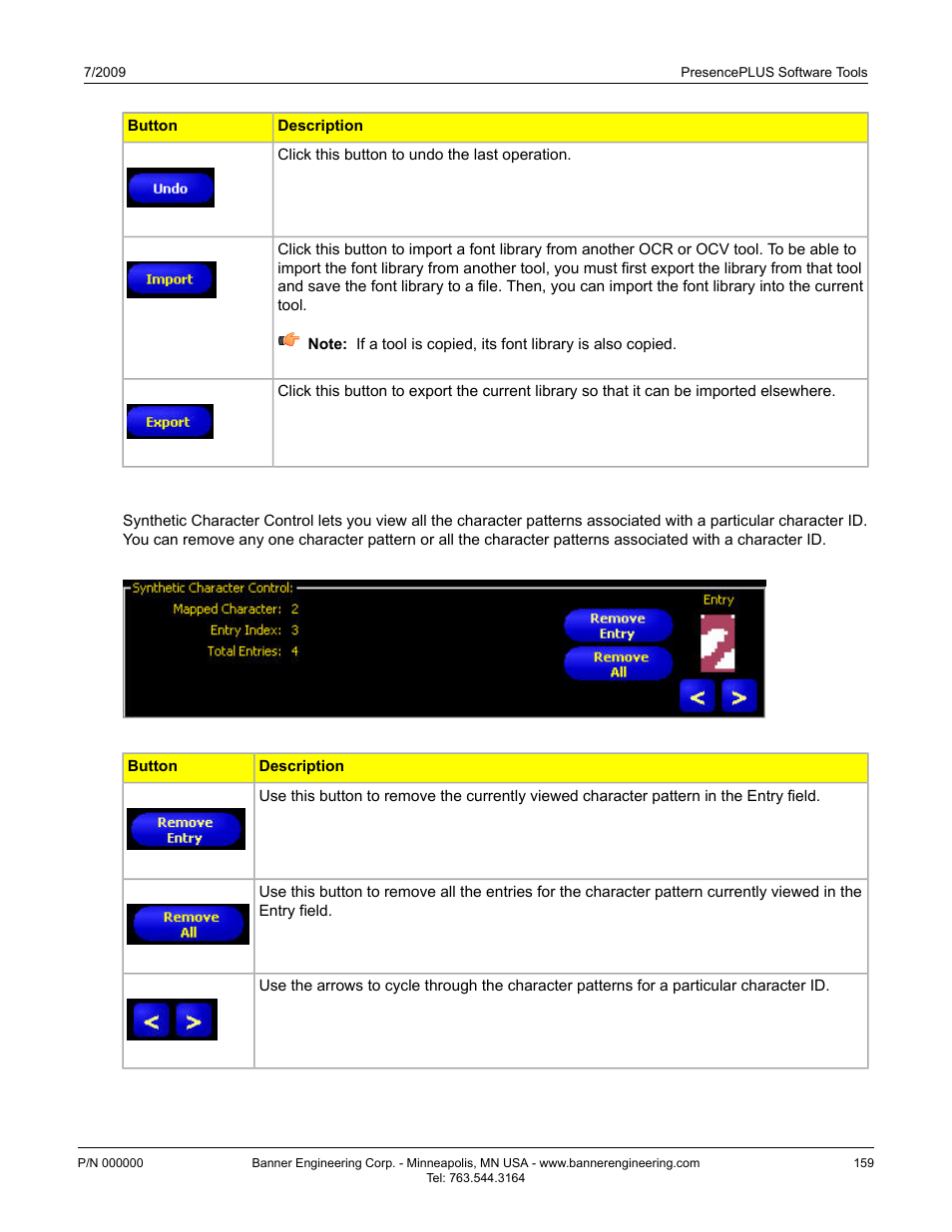Synthetic character control | Banner PresencePLUS BCR 1.3 Series User Manual | Page 159 / 306