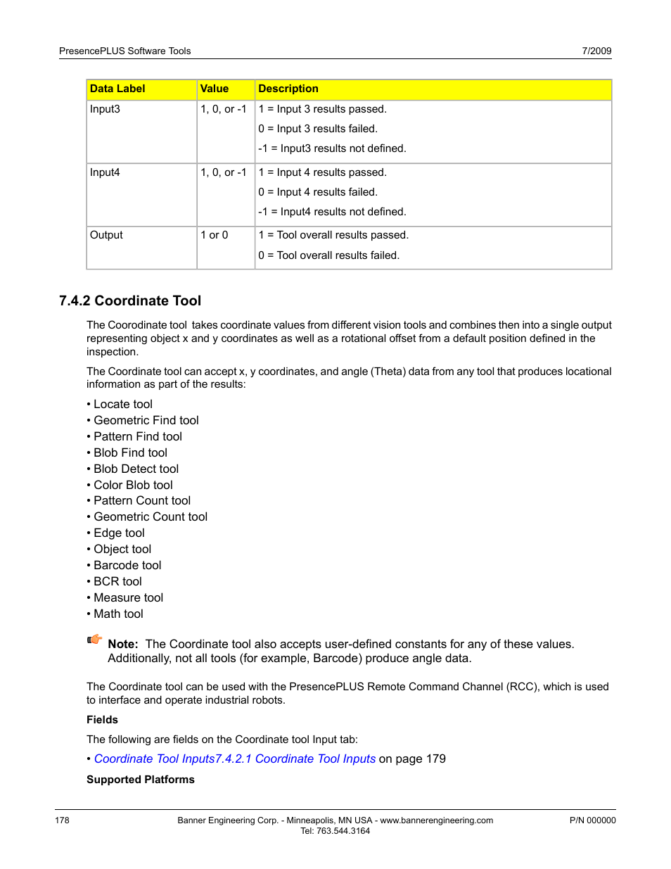 2 coordinate tool, Coordinate tool7.4.2 coordinate tool | Banner PresencePLUS BCR 1.3 Series User Manual | Page 178 / 306