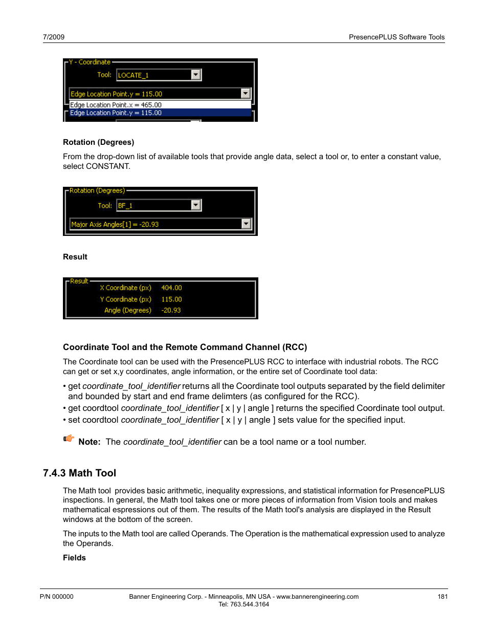 3 math tool, Math tool7.4.3 math tool | Banner PresencePLUS BCR 1.3 Series User Manual | Page 181 / 306