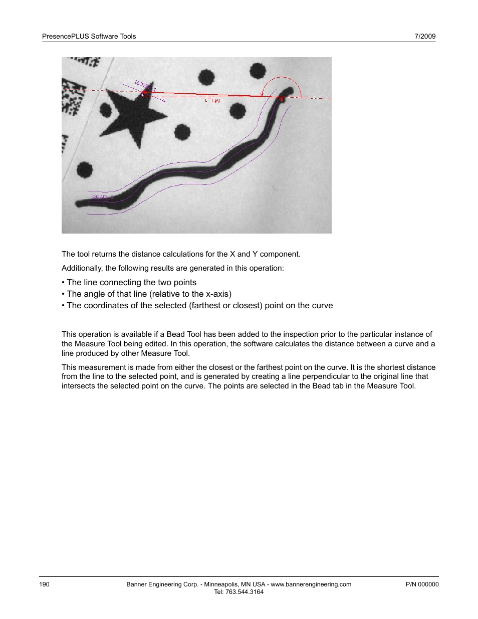 Measure from a curve to a line | Banner PresencePLUS BCR 1.3 Series User Manual | Page 190 / 306