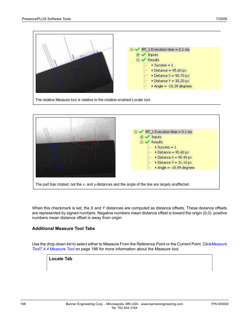 Preserve sign, Additional measure tool tabs, Measure tool locate tab | Banner PresencePLUS BCR 1.3 Series User Manual | Page 198 / 306