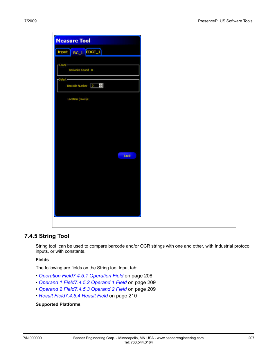 5 string tool, String tool7.4.5 string tool | Banner PresencePLUS BCR 1.3 Series User Manual | Page 207 / 306