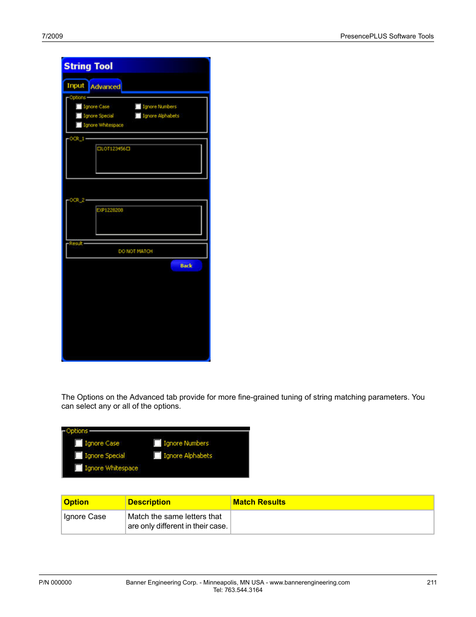 Options | Banner PresencePLUS BCR 1.3 Series User Manual | Page 211 / 306