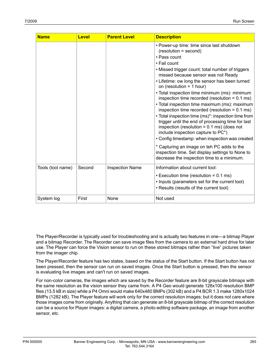 13 run player/recorder | Banner PresencePLUS BCR 1.3 Series User Manual | Page 265 / 306