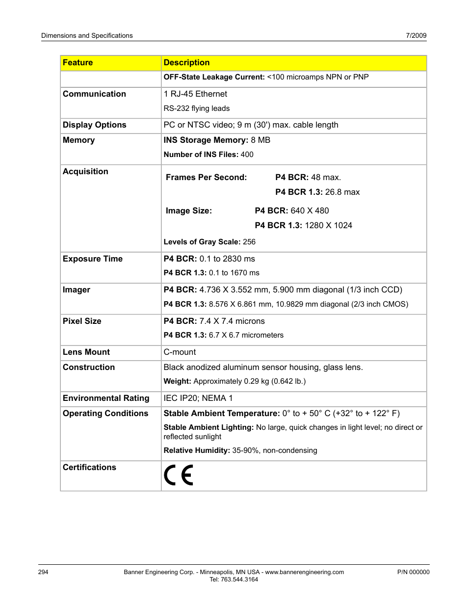 Banner PresencePLUS BCR 1.3 Series User Manual | Page 294 / 306