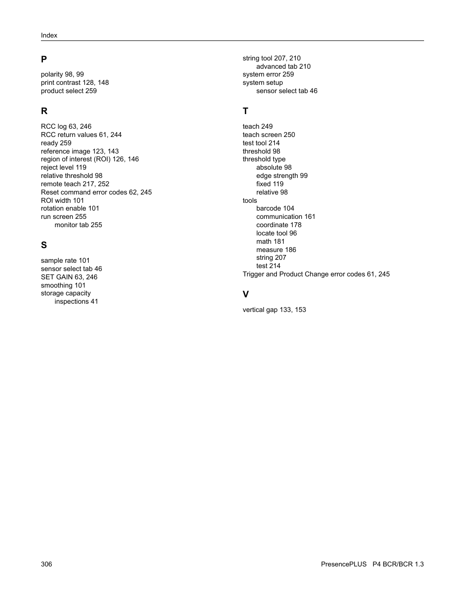 Banner PresencePLUS BCR 1.3 Series User Manual | Page 306 / 306