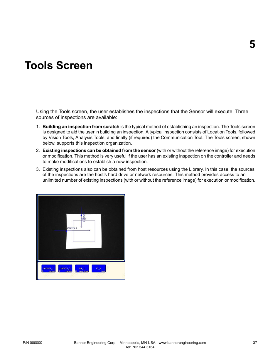 Tools screen, 1 overview, 5tools screen | Banner PresencePLUS BCR 1.3 Series User Manual | Page 37 / 306