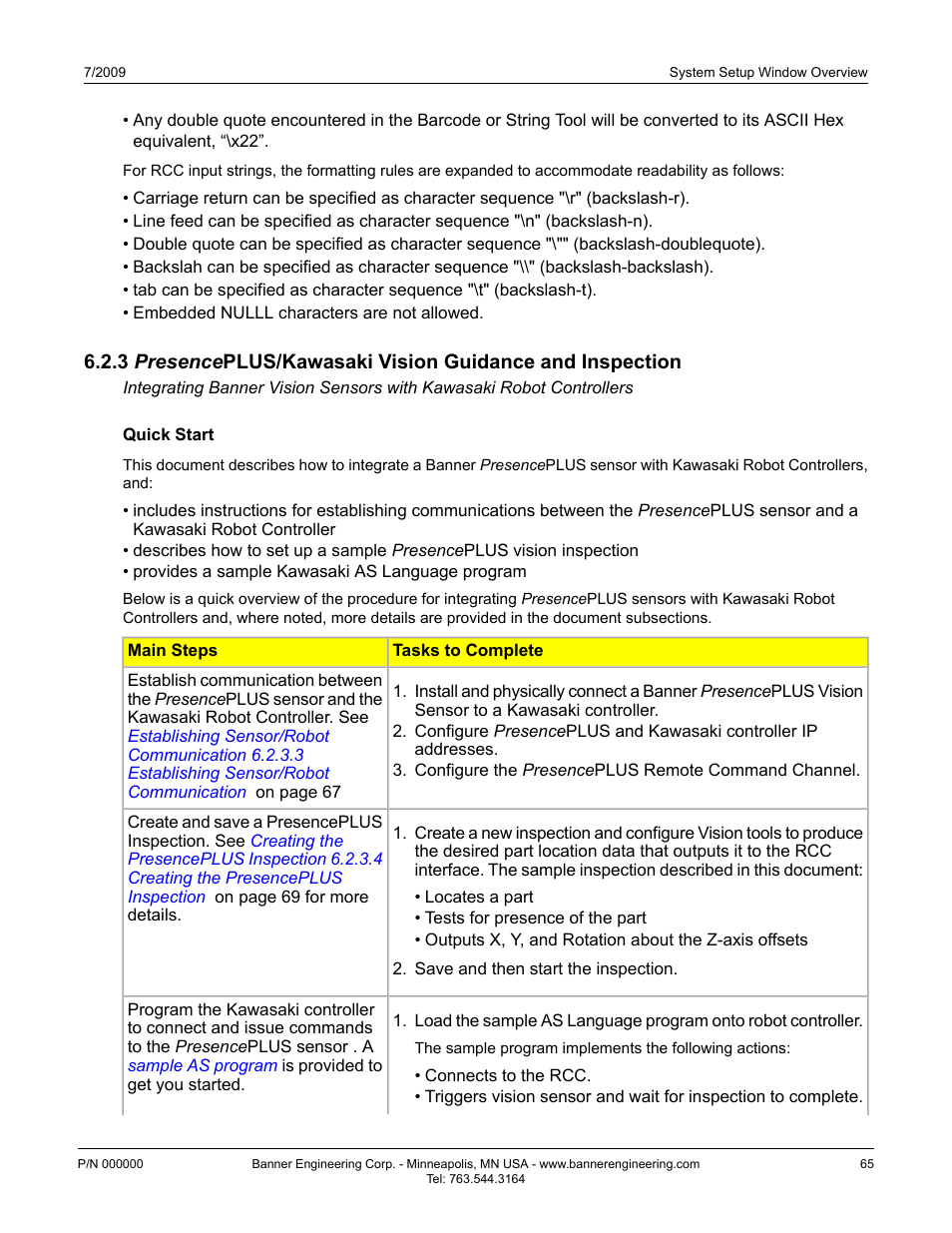 Quick start | Banner PresencePLUS BCR 1.3 Series User Manual | Page 65 / 306