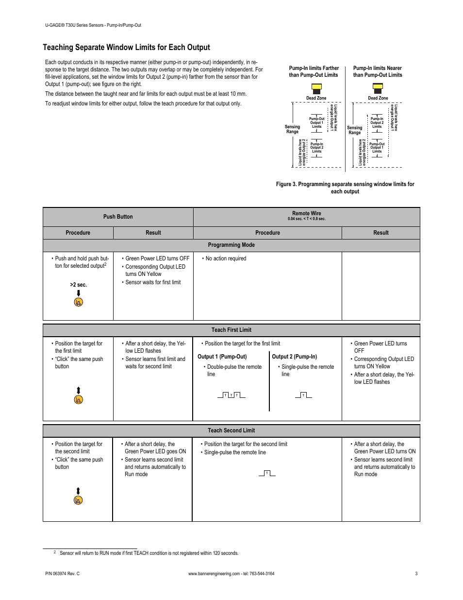 Teaching separate window limits for each output | Banner U-GAGE T30U—Level Control User Manual | Page 3 / 8