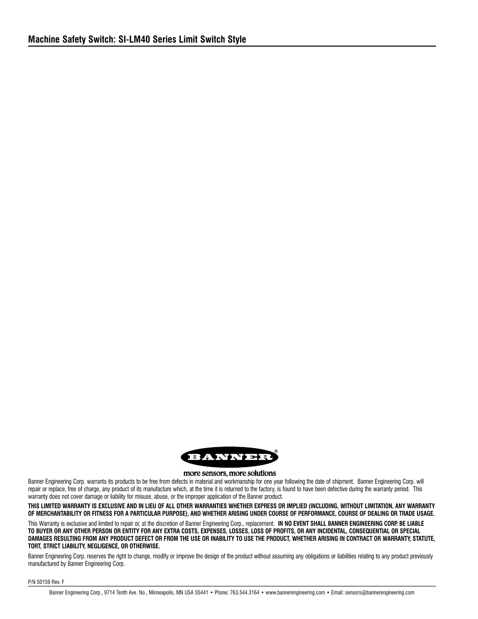 Banner Compact Metal Style Safety Interlock Switches User Manual | Page 8 / 8