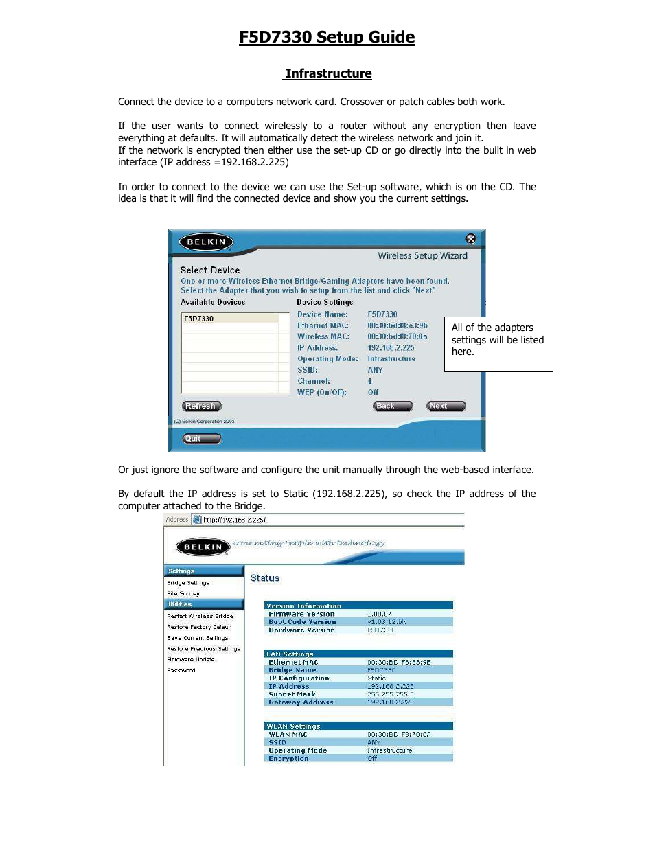 Belkin F5D7330 User Manual | 2 pages
