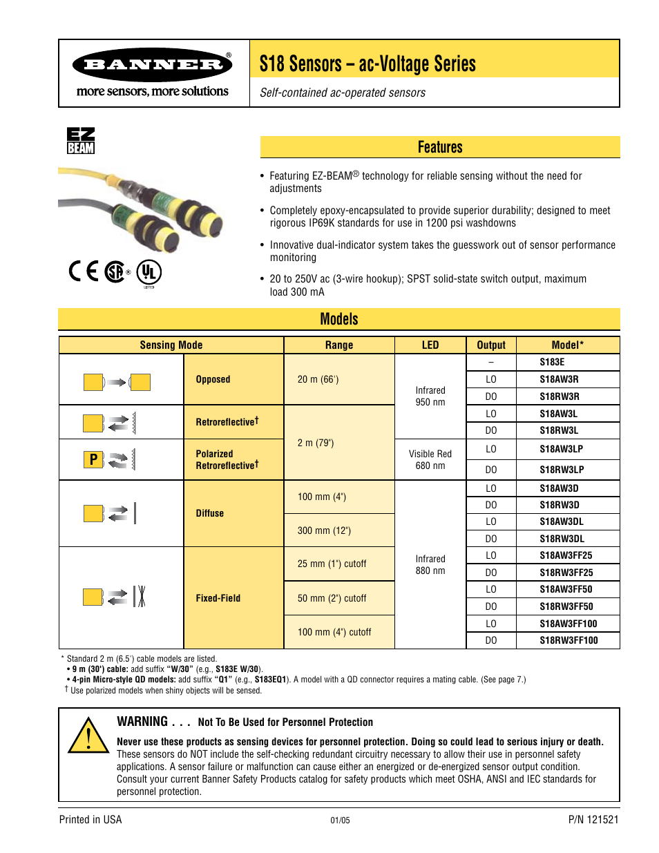 Banner S18 Series User Manual | 7 pages