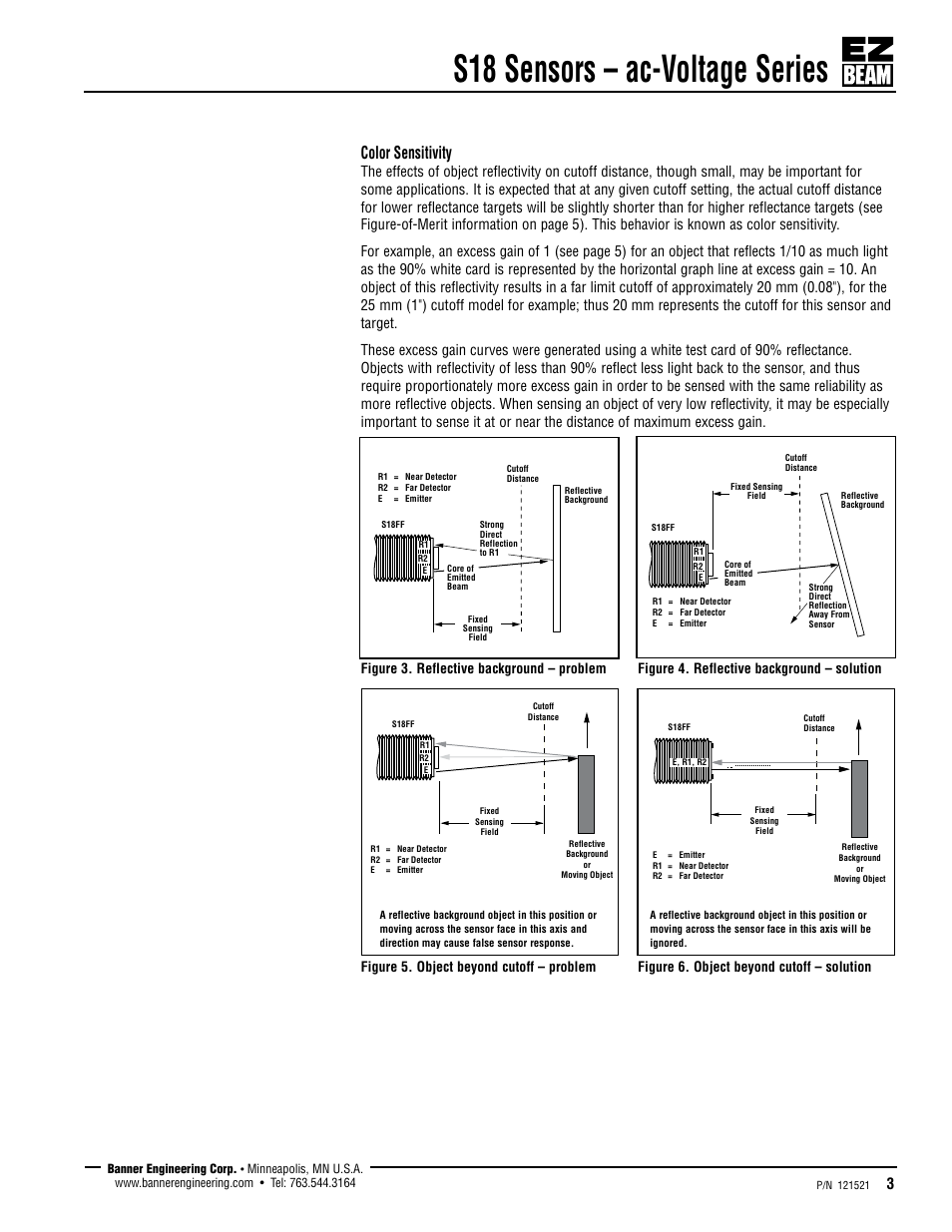 S18 sensors – ac-voltage series, Color sensitivity | Banner S18 Series User Manual | Page 3 / 7