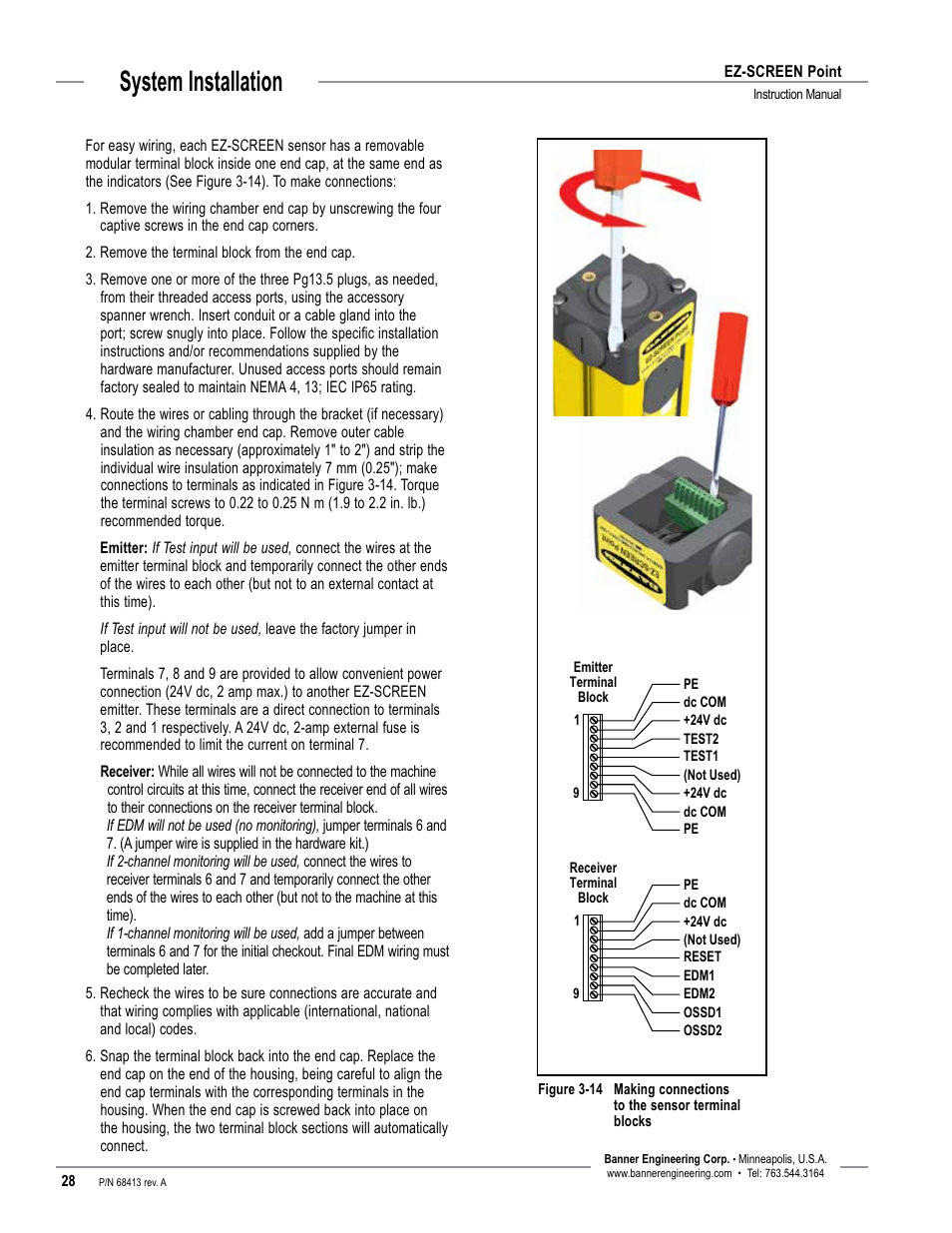 System installation | Banner EZ-SCREEN­ Safety Light Curtain Systems User Manual | Page 30 / 60