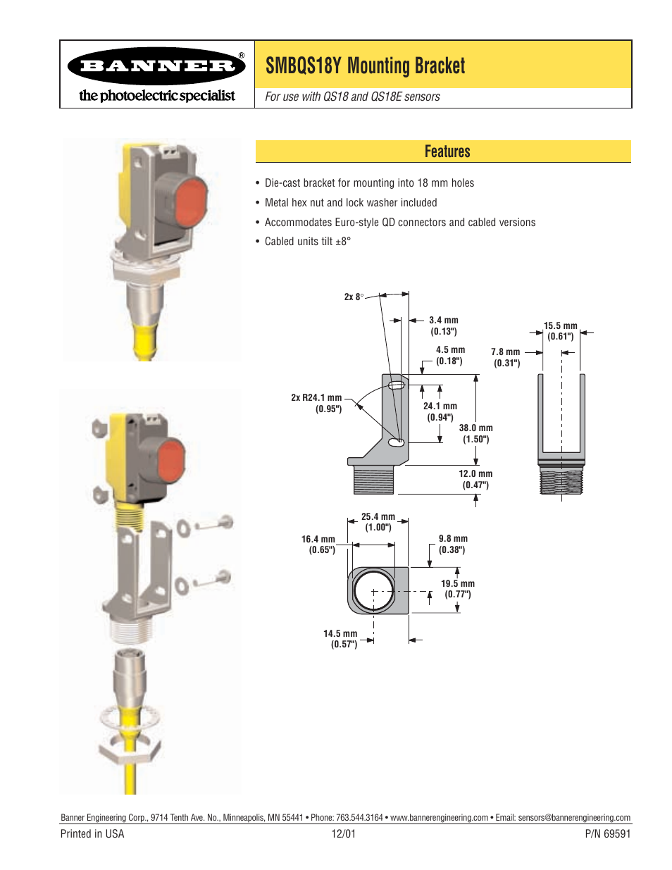 Banner WORLD-BEAM QS18 Series User Manual | 1 page