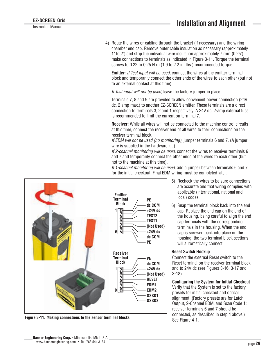 Installation and alignment | Banner EZ-SCREEN­ Safety Light Curtain Systems User Manual | Page 29 / 64