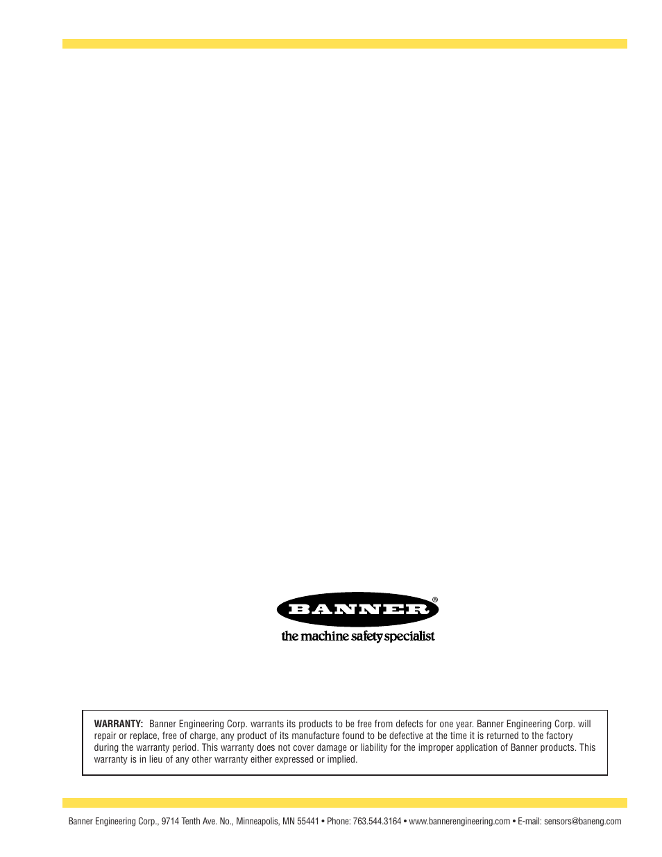 Banner EZ-SCREEN­ Safety Light Curtain Systems User Manual | Page 64 / 64