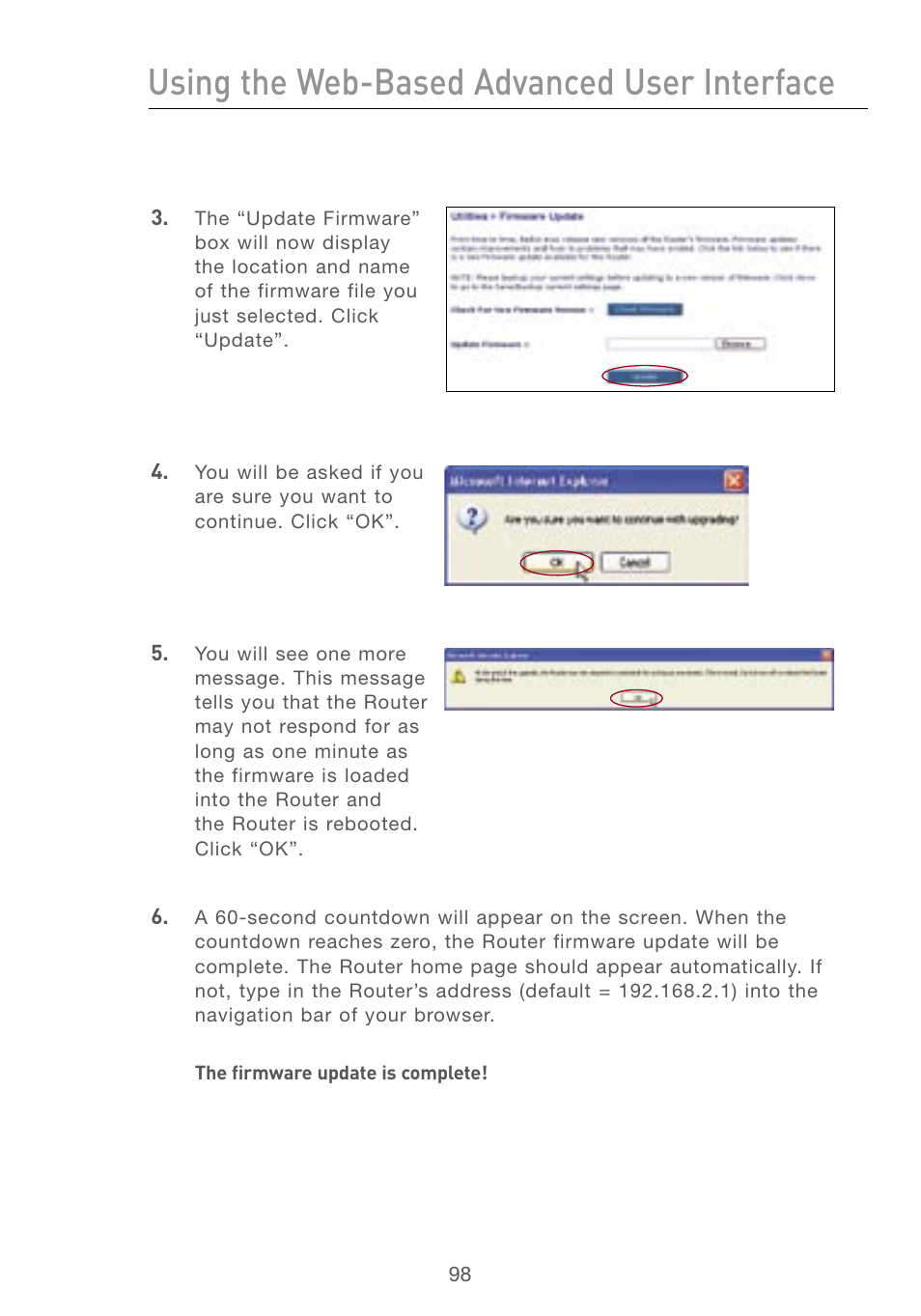 Using the web-based advanced user interface | Belkin F5D7230AU4P User Manual | Page 100 / 136