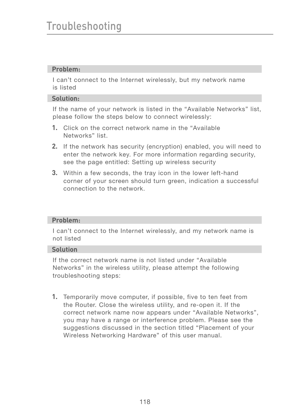 Troubleshooting | Belkin F5D7230AU4P User Manual | Page 120 / 136