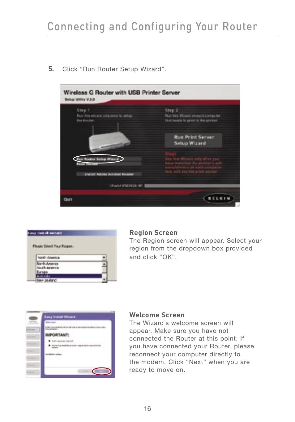 Connecting and configuring your router | Belkin F5D7230AU4P User Manual | Page 18 / 136