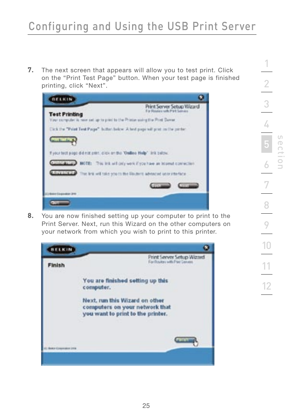 Configuring and using the usb print server | Belkin F5D7230AU4P User Manual | Page 27 / 136