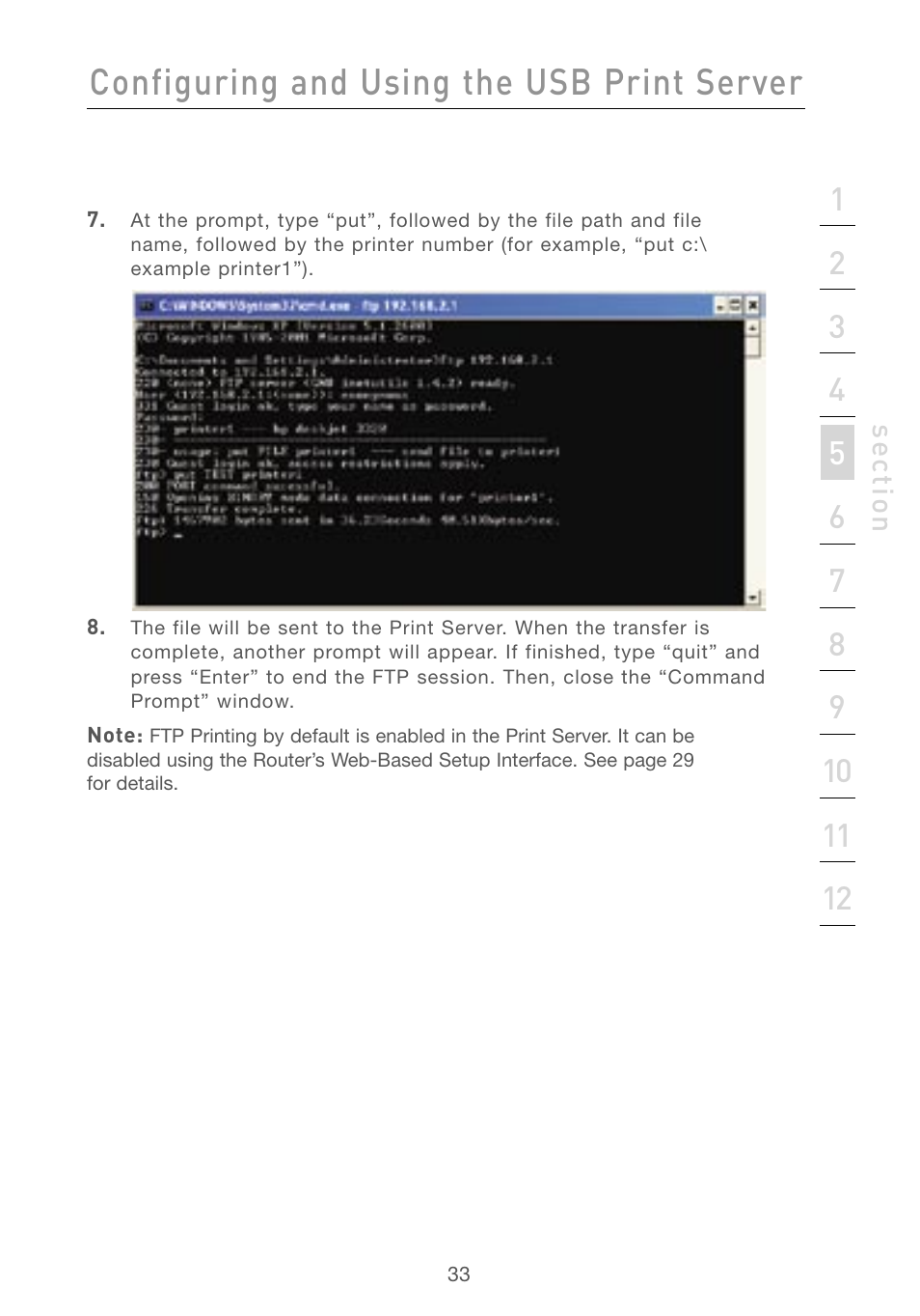 Configuring and using the usb print server | Belkin F5D7230AU4P User Manual | Page 35 / 136