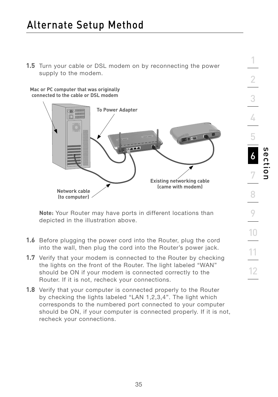 Alternate setup method, Se ct io n | Belkin F5D7230AU4P User Manual | Page 37 / 136