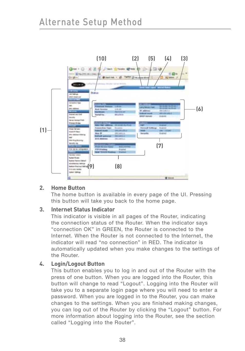 Alternate setup method | Belkin F5D7230AU4P User Manual | Page 40 / 136