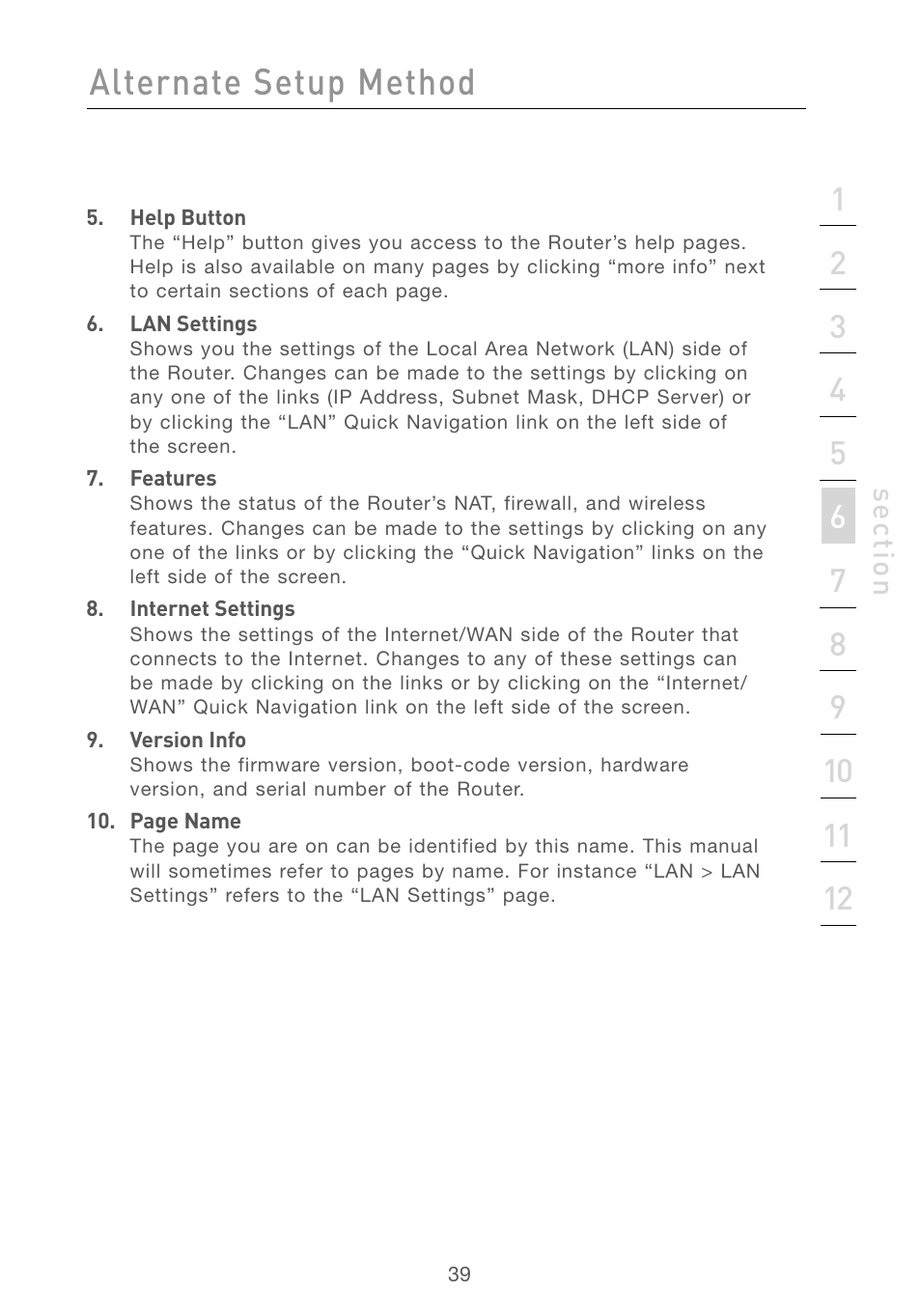 Alternate setup method, Se ct io n | Belkin F5D7230AU4P User Manual | Page 41 / 136