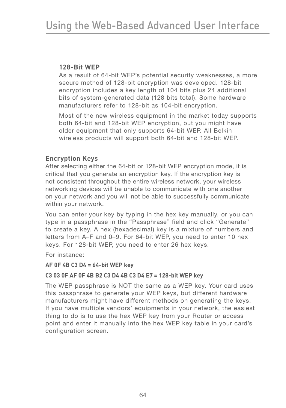 Using the web-based advanced user interface | Belkin F5D7230AU4P User Manual | Page 66 / 136