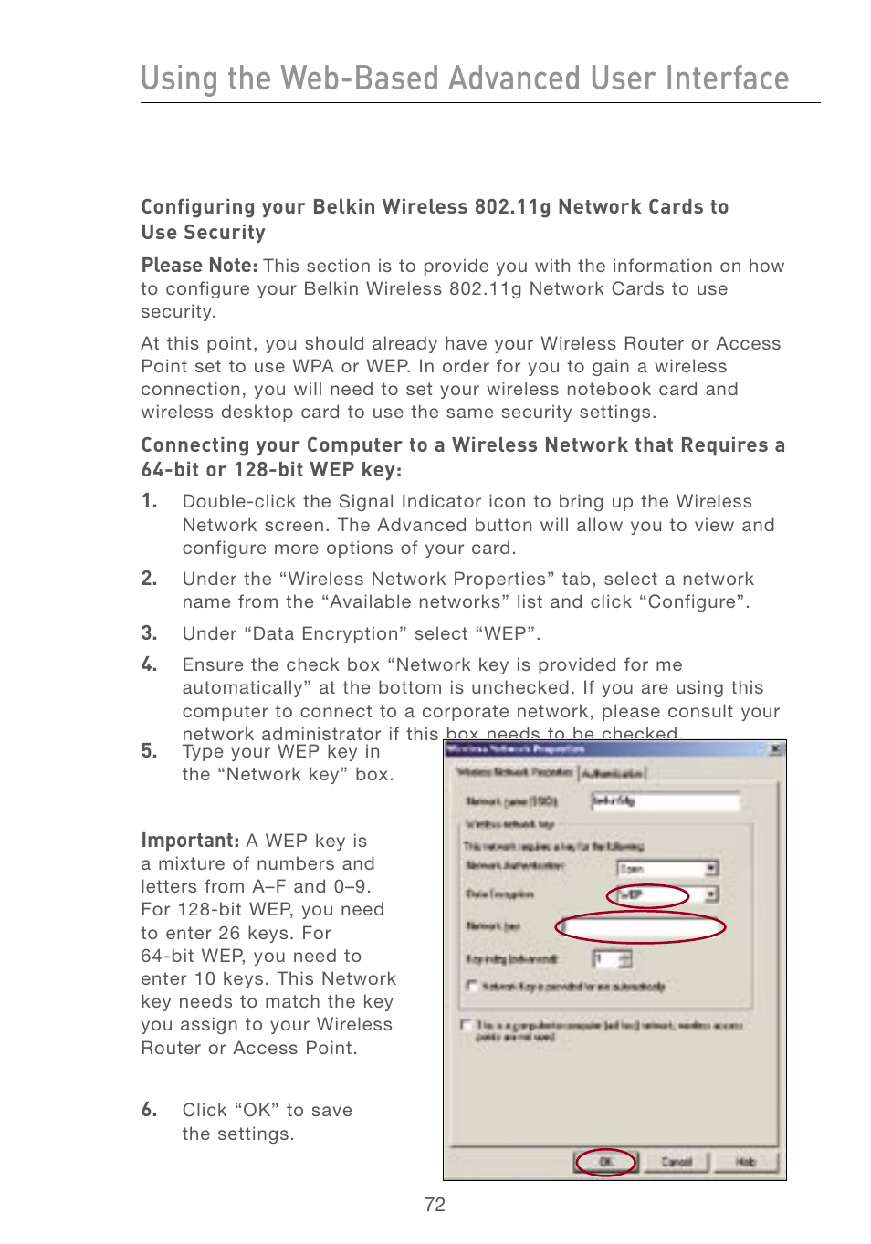 Using the web-based advanced user interface | Belkin F5D7230AU4P User Manual | Page 74 / 136