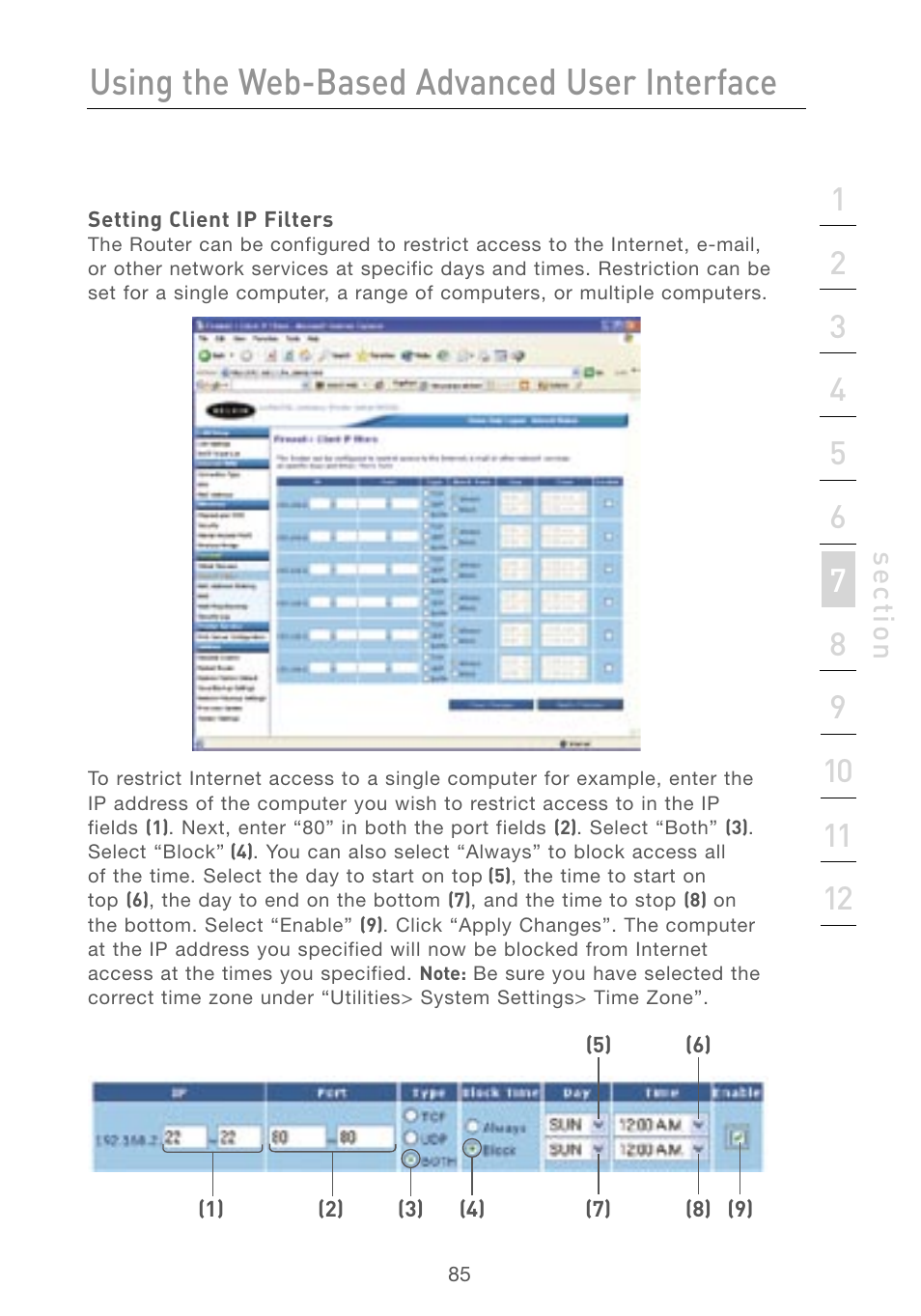 Using the web-based advanced user interface | Belkin F5D7230AU4P User Manual | Page 87 / 136