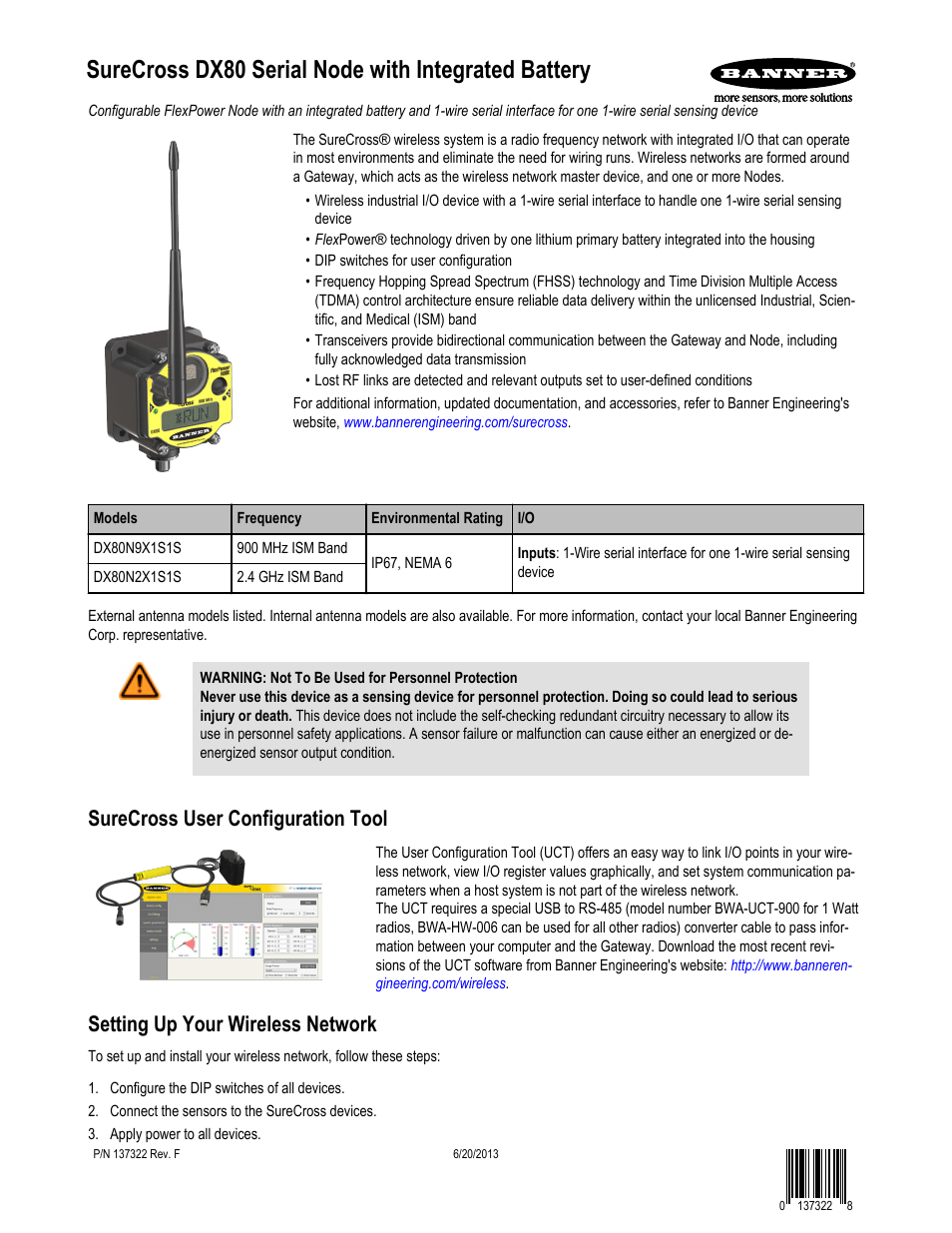 Banner SureCross DX80 Wireless Networks User Manual | 7 pages