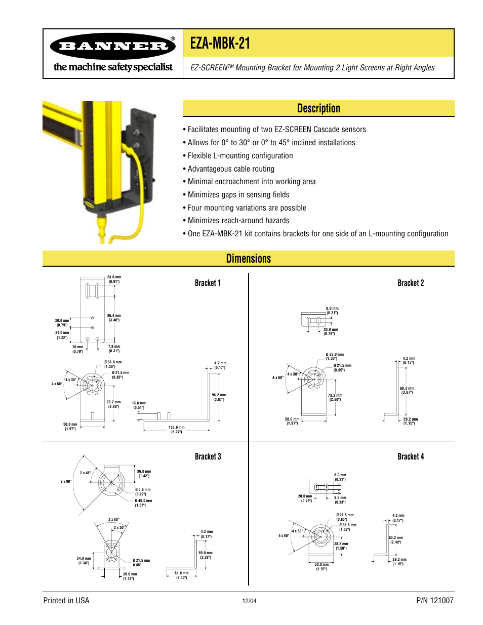 Banner EZ-SCREEN­ Safety Light Curtain Systems User Manual | 4 pages