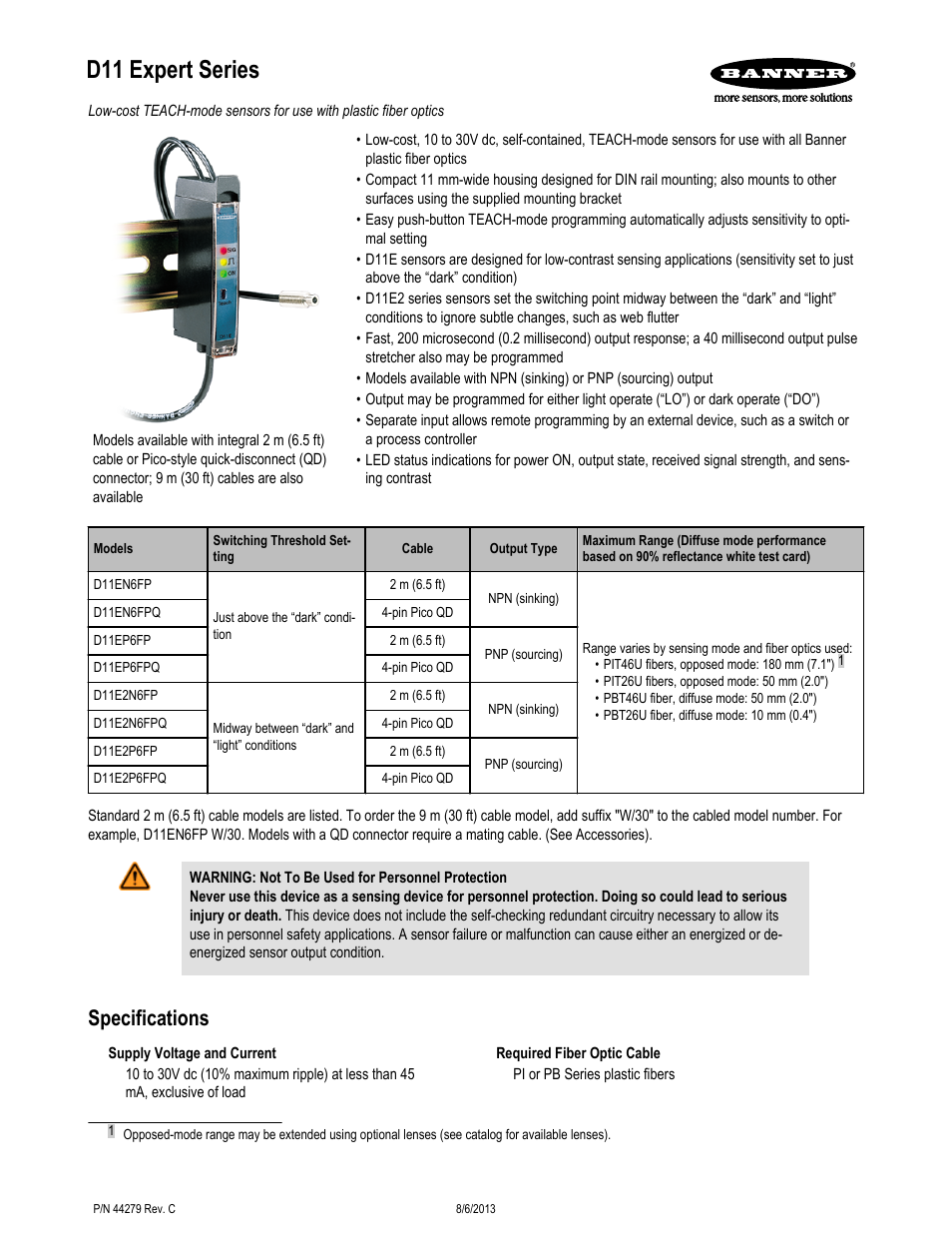 Banner D11 Series User Manual | 8 pages