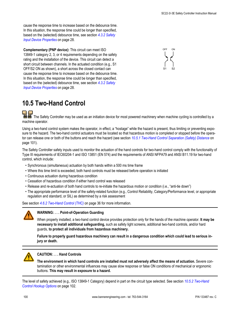 5 two-hand control | Banner SC22-3E Safety Controller with Ethernet User Manual | Page 100 / 130