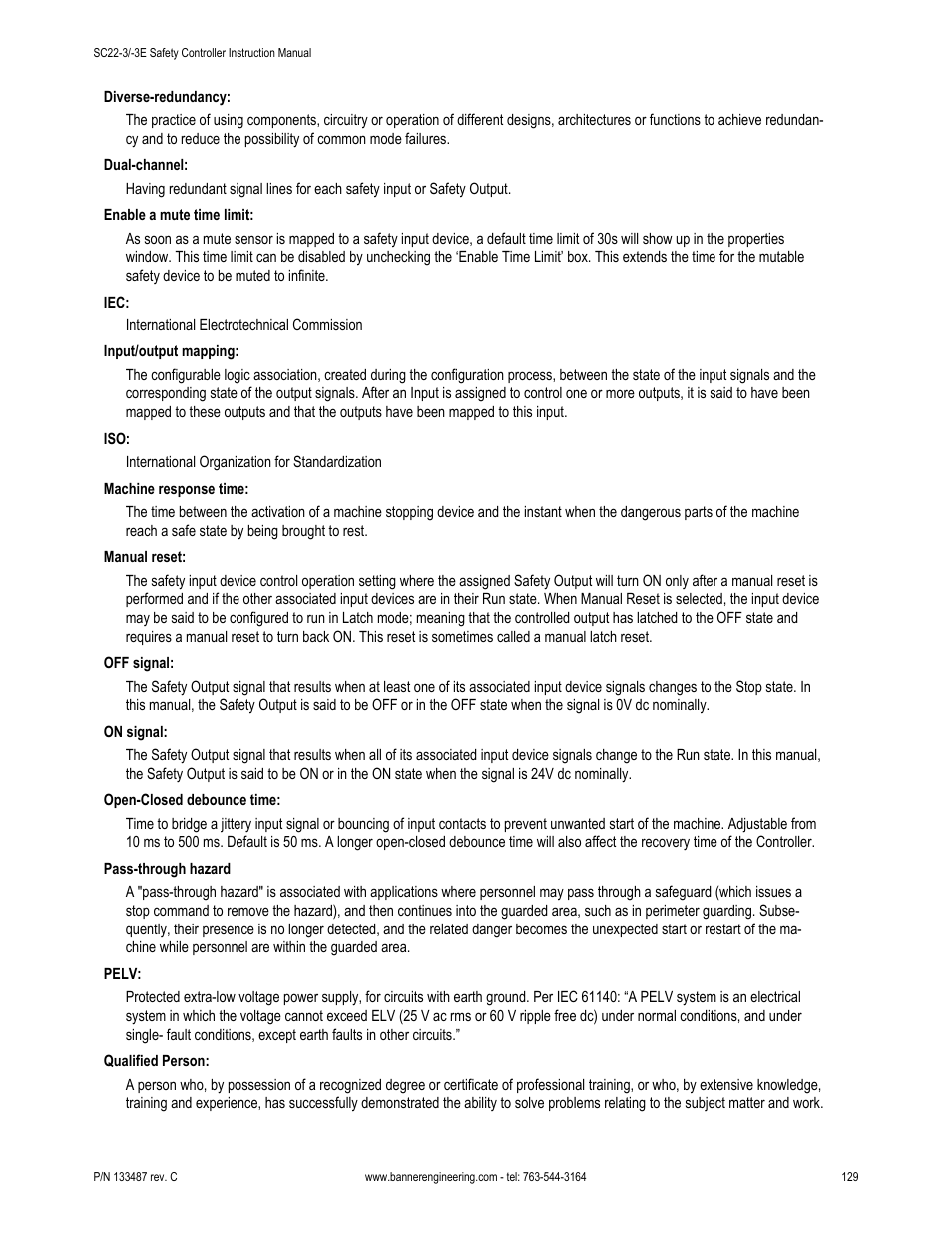 Banner SC22-3E Safety Controller with Ethernet User Manual | Page 129 / 130