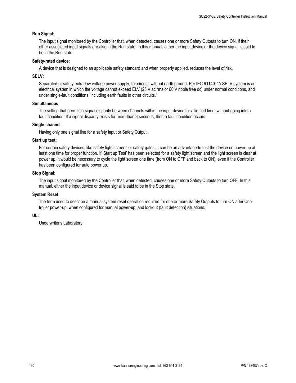 Banner SC22-3E Safety Controller with Ethernet User Manual | Page 130 / 130