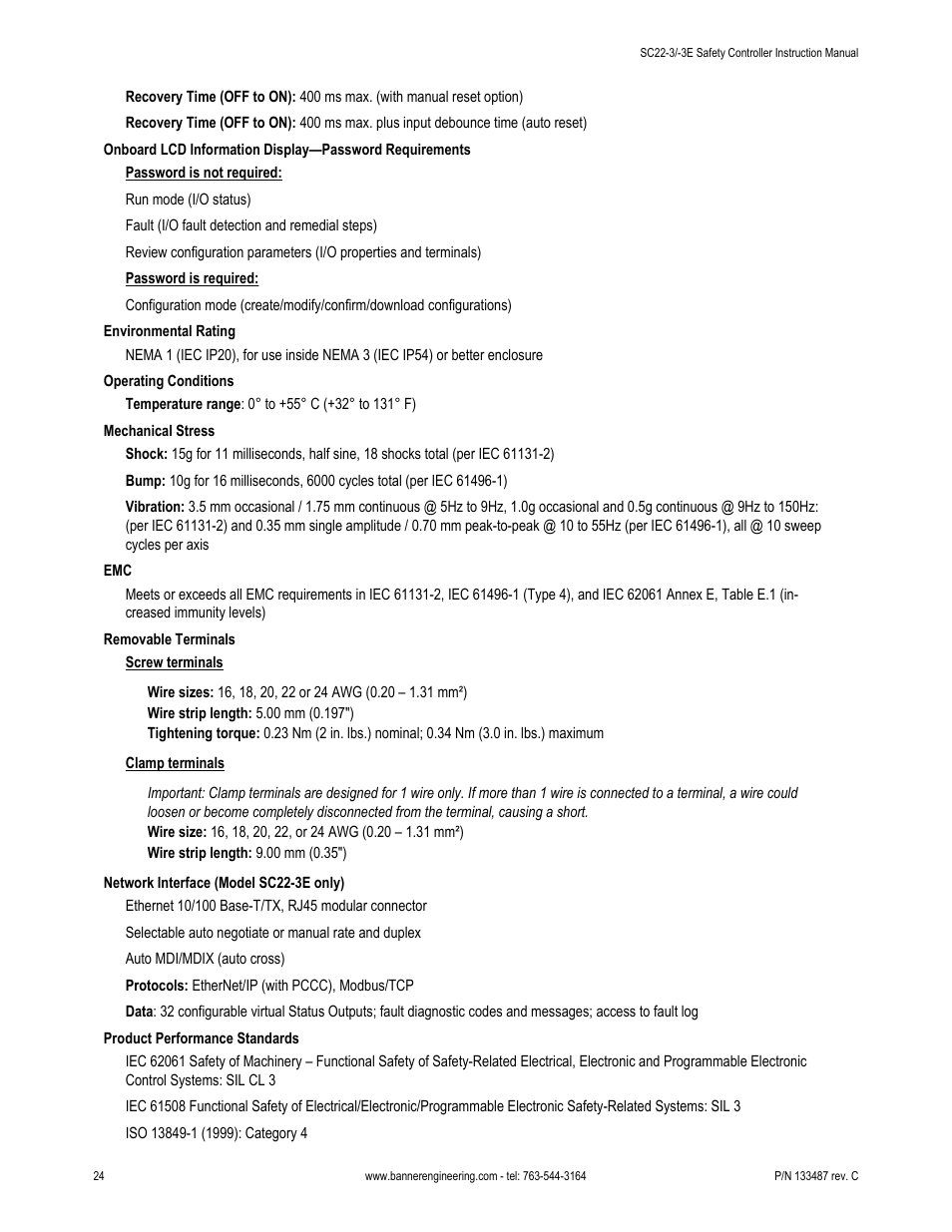 Banner SC22-3E Safety Controller with Ethernet User Manual | Page 24 / 130