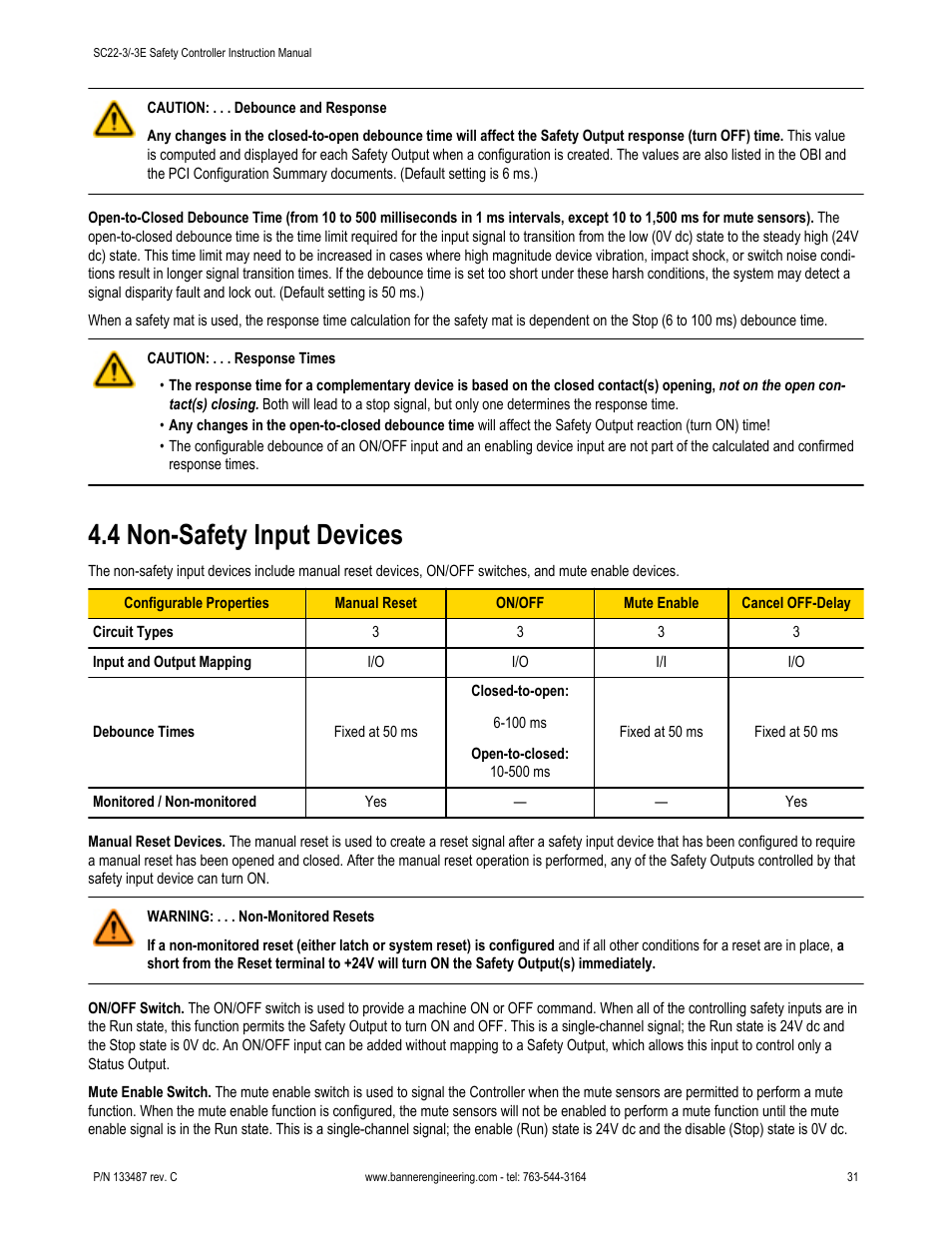 4 non-safety input devices | Banner SC22-3E Safety Controller with Ethernet User Manual | Page 31 / 130