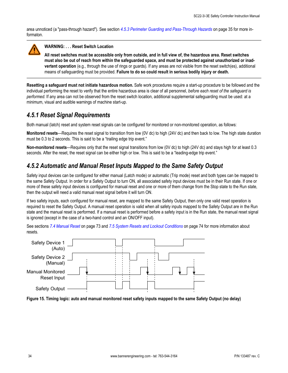 1 reset signal requirements | Banner SC22-3E Safety Controller with Ethernet User Manual | Page 34 / 130
