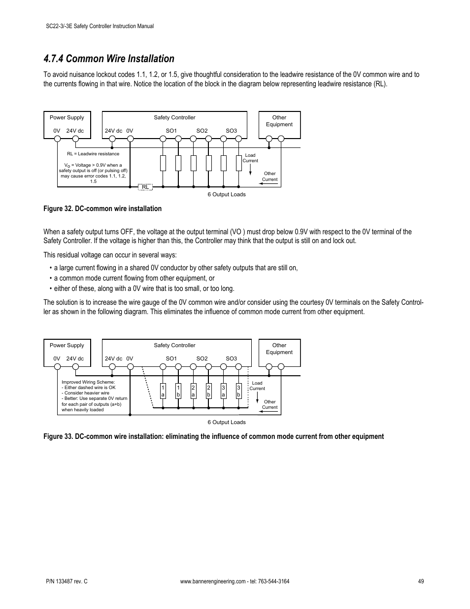 4 common wire installation | Banner SC22-3E Safety Controller with Ethernet User Manual | Page 49 / 130