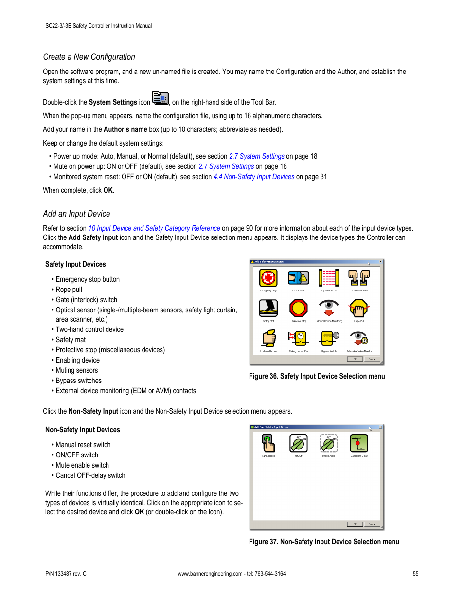 Create a new configuration, Add an input device | Banner SC22-3E Safety Controller with Ethernet User Manual | Page 55 / 130